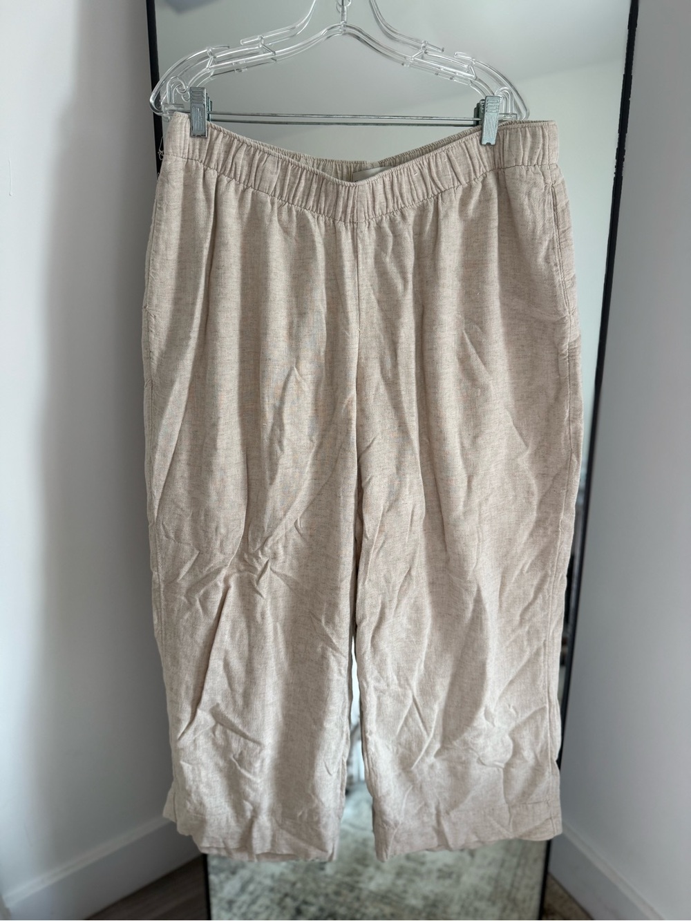 Abercrombie & Fitch Lightweight Linen-Blend Elastic Waist Pants - Light Tan